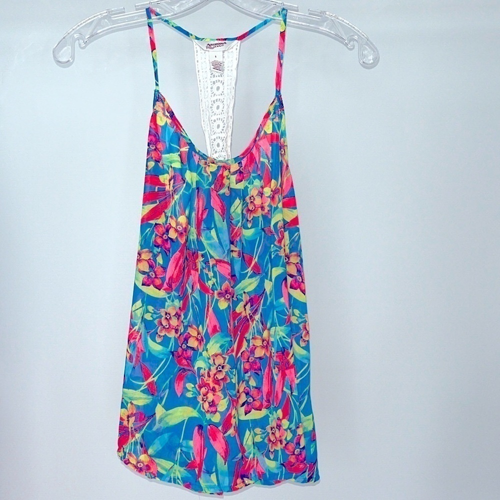 Arizona Jean Co Floral Crocheted Racerback Tank Top